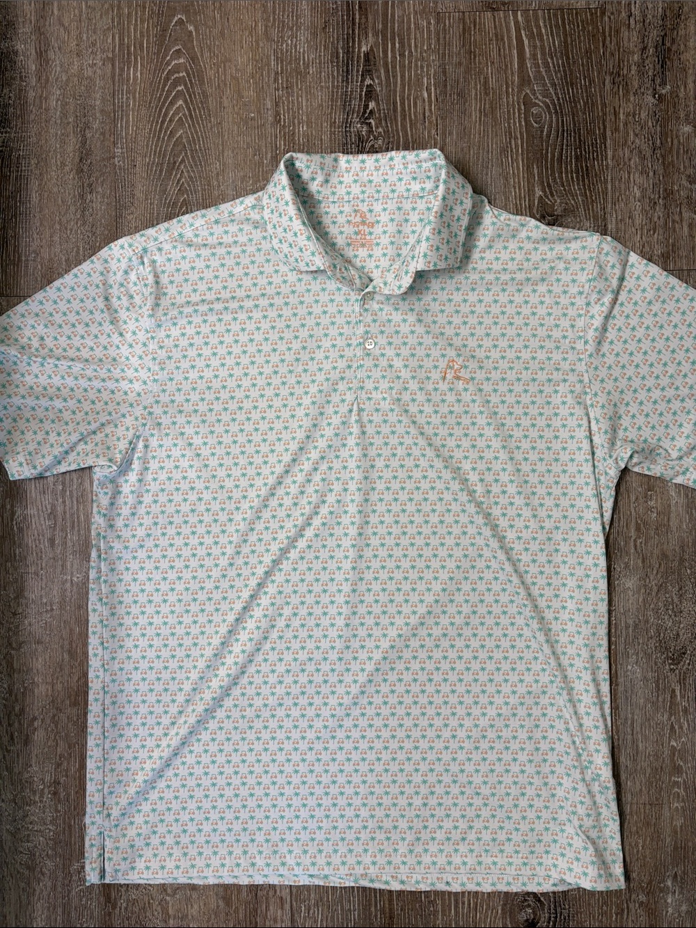 Rhoback Mint & Coral Micro-Print Polo